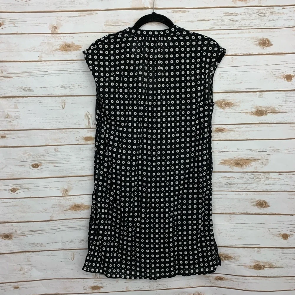 J Crew Jane Black White Cotton Tassel Tie Dress